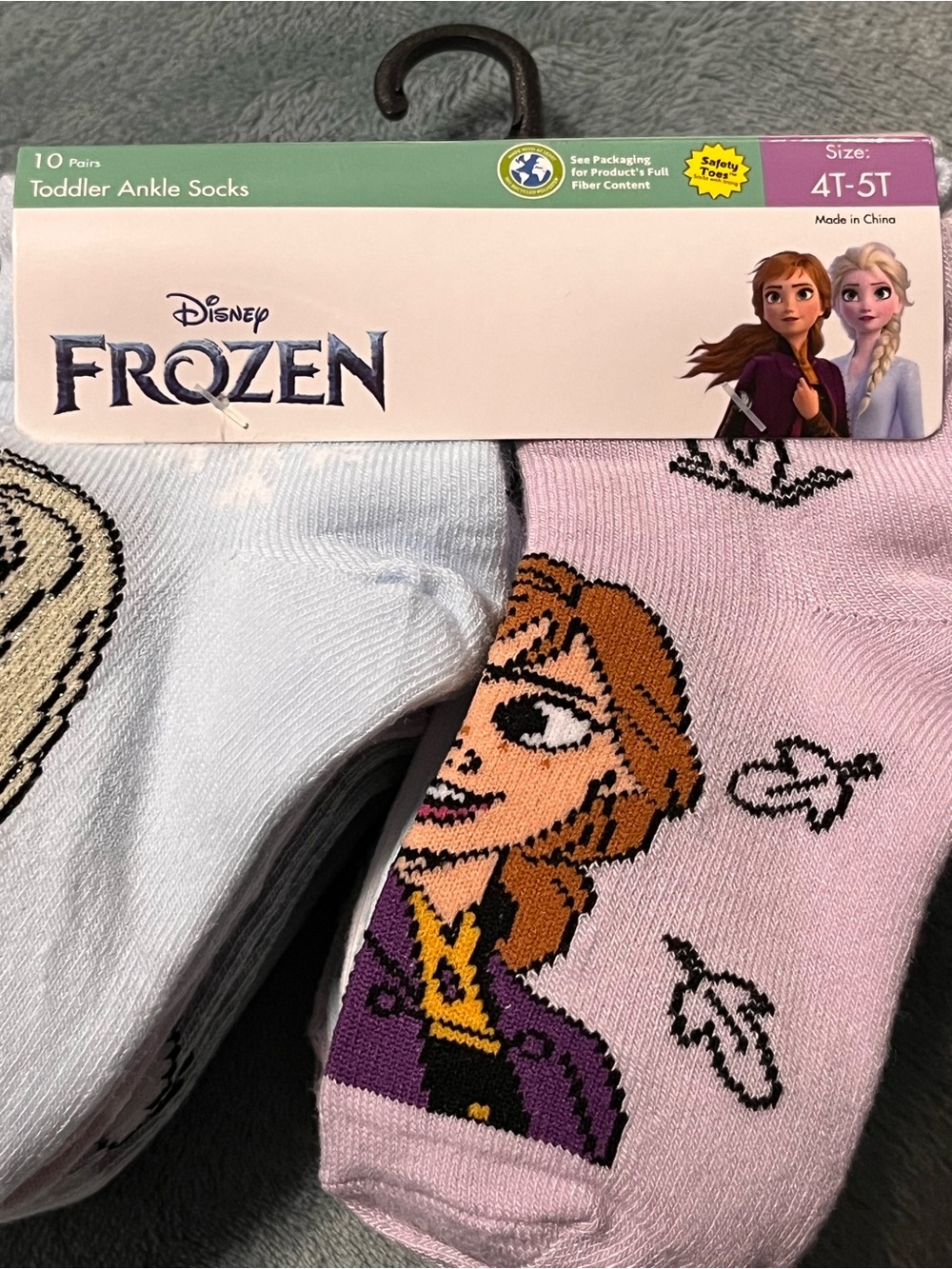 Disney Frozen Toddler Ankle Socks in Pink, White, Purple